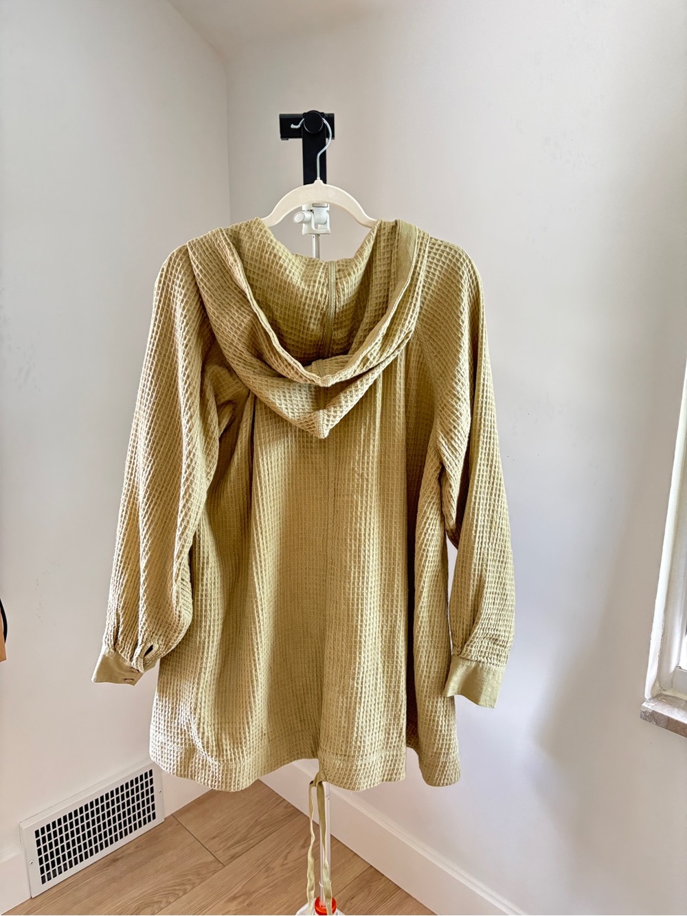 Free People Waffle-Knit Hooded Tunic in Olive - Picture 3 of 9